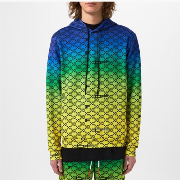 Off-White Other - OFF-WHITE Athleisure Monogram Hoodie Blue/Green/Yellow Size S